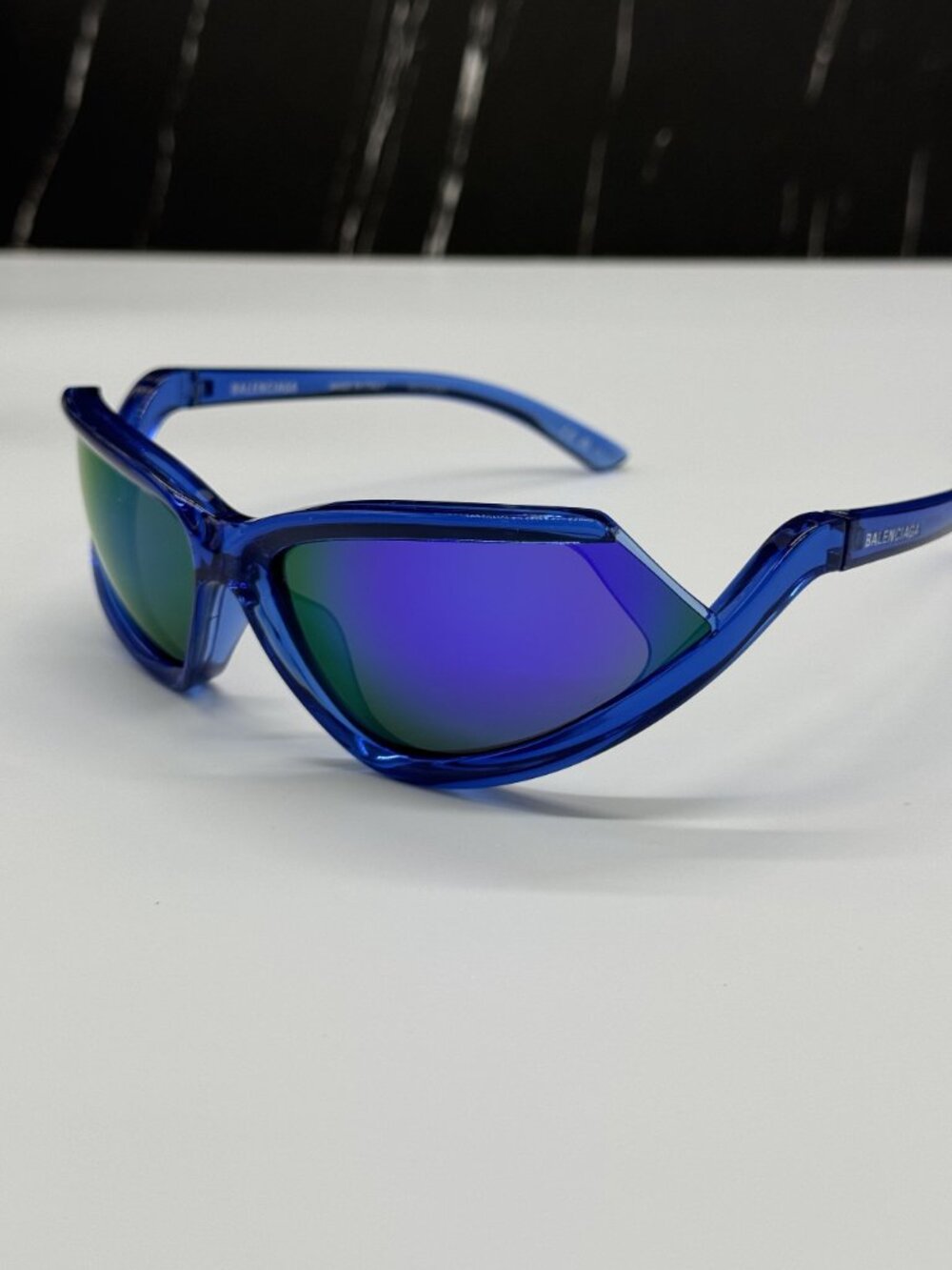 NEW BALENCIAGA BB0289S 004 BLUE GEOMETRIC SUNGLASSES BALENCIAGA EYEWEAR - Picture 8 of 11